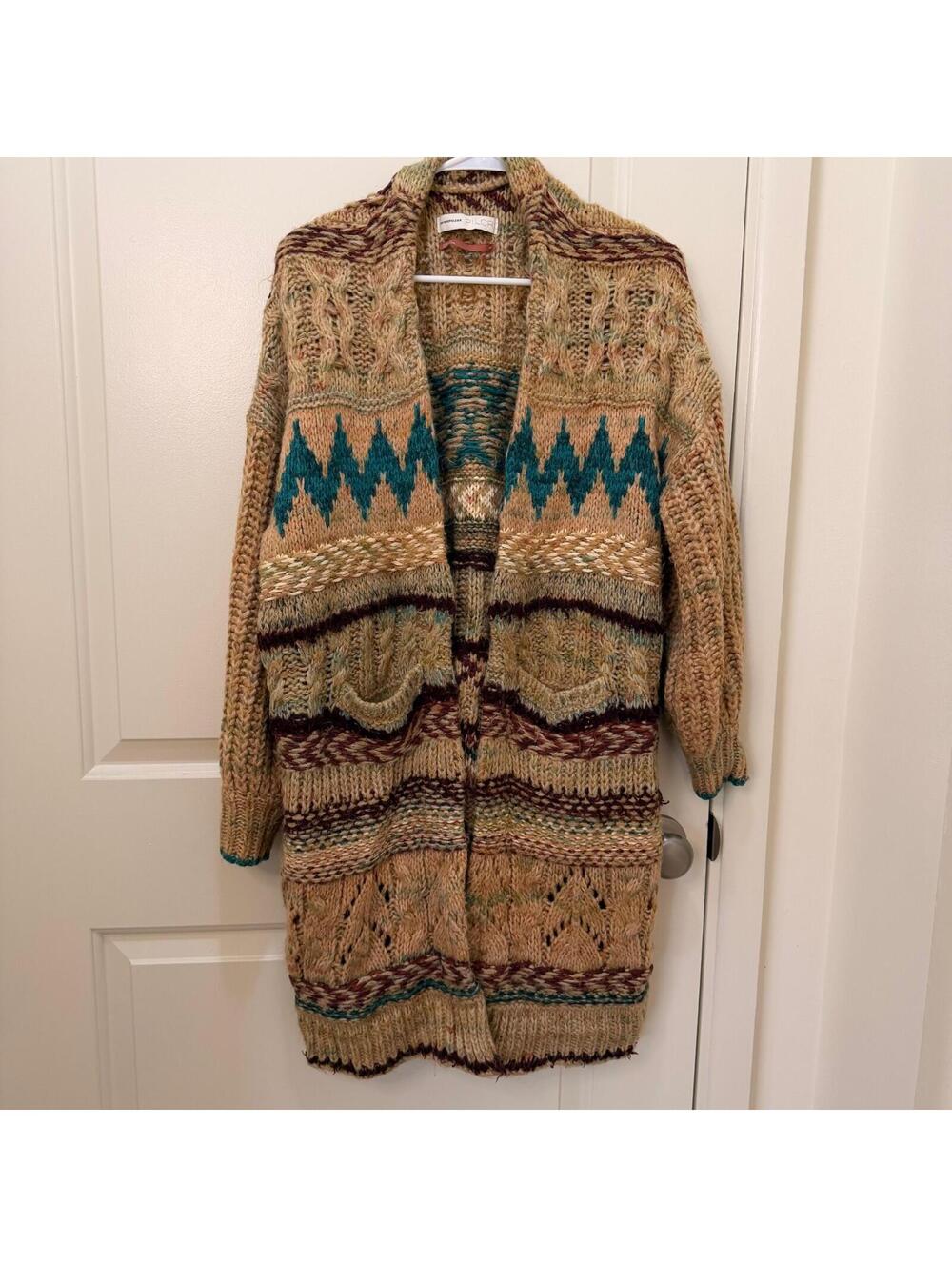 Pilcro Anthropologie Cardigan Size XSP Lily Longline Cozy Boho Chunky Knit Open